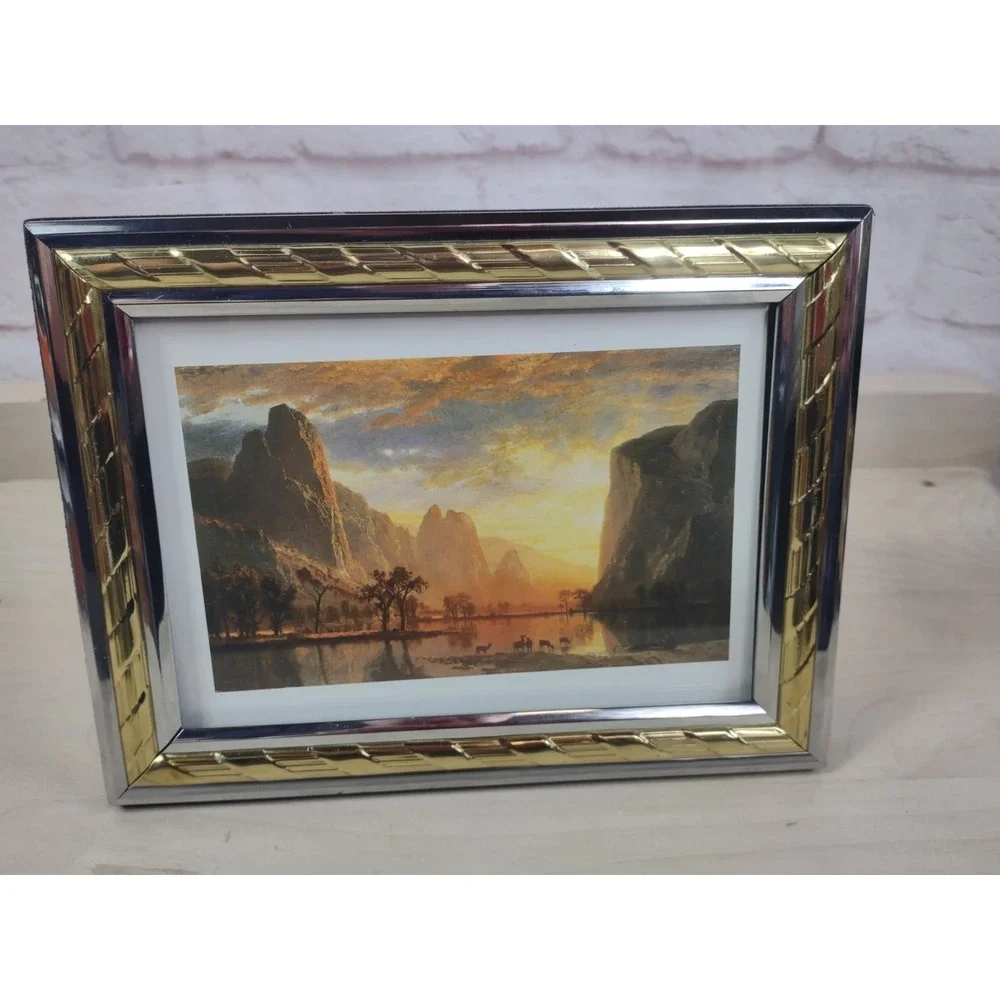 Vintage Art Deco Style Brass Silver Tone Metal Picture Photo Frame 5x7 Korea